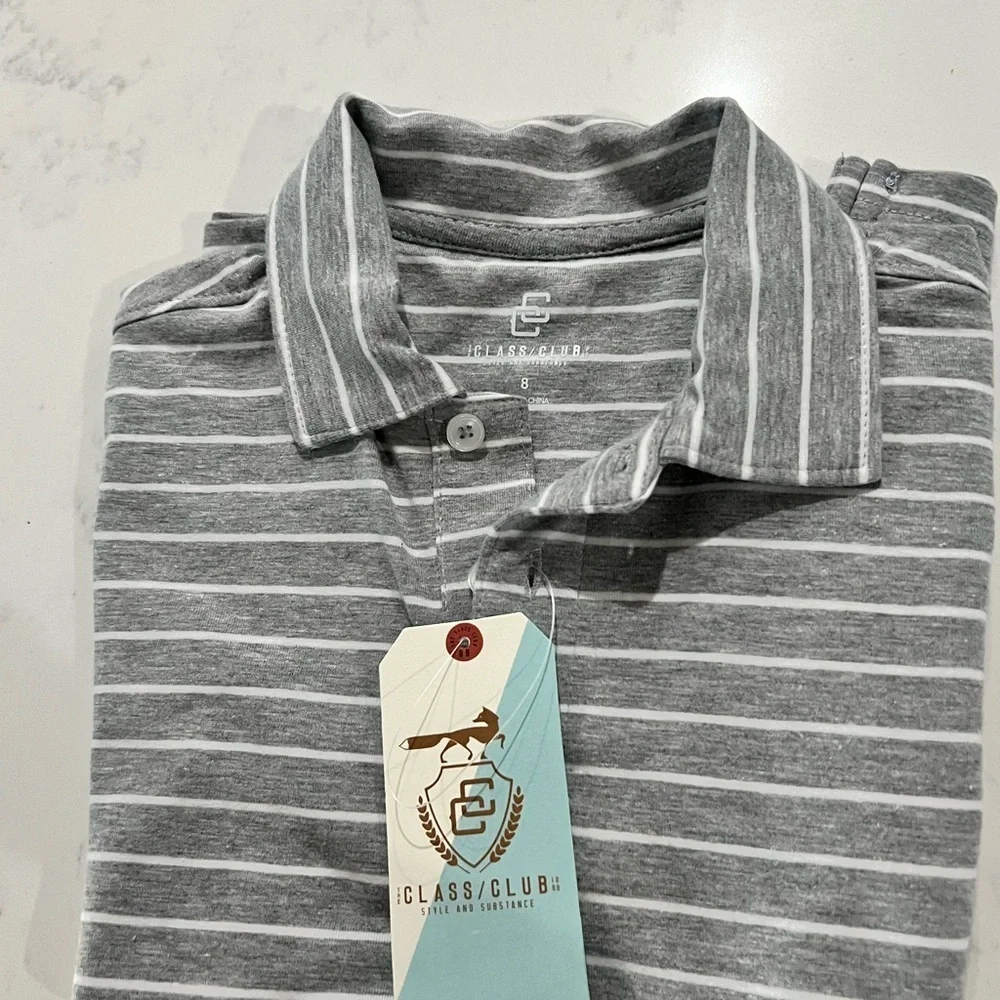 Class club  Charcoal and White Polo Shirt